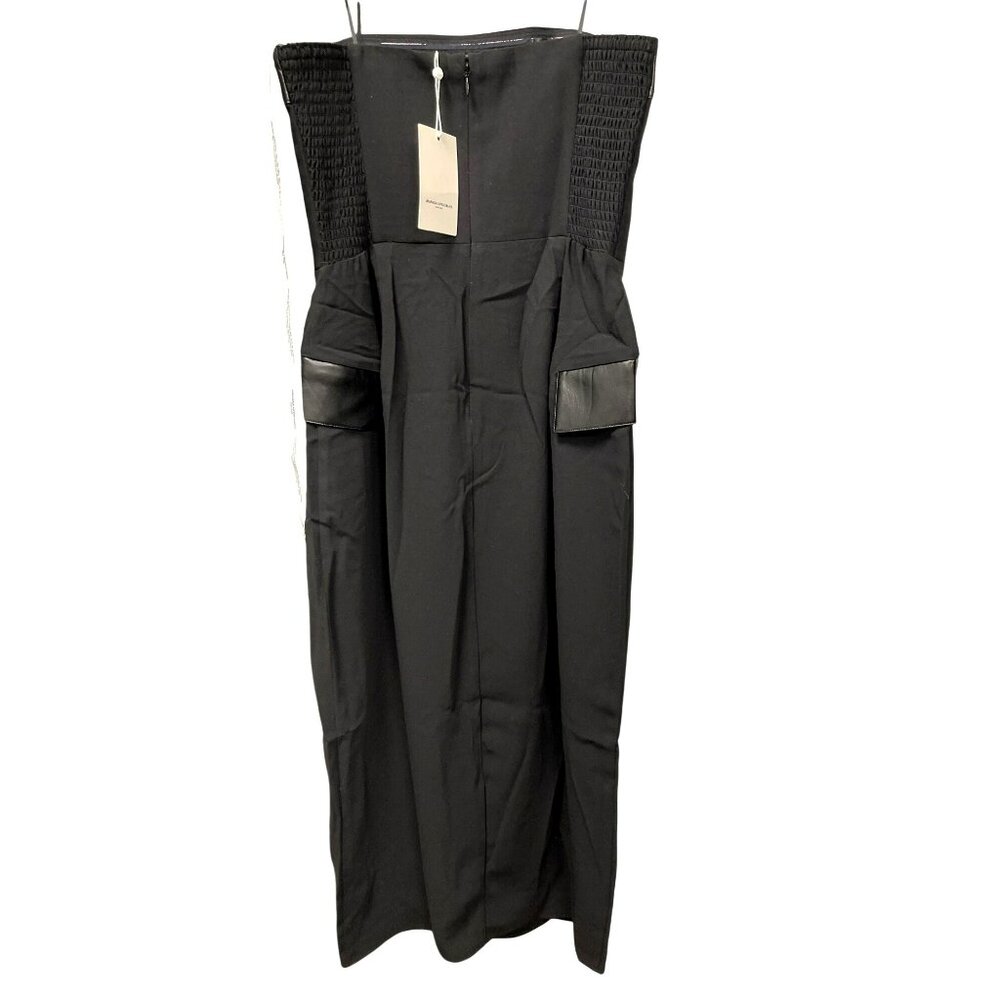Amanda Uprichard Faux Leather Trim Strapless Black Dress Medium NWT - Picture 7 of 10